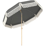 Polyester Beach Parasol Umbrella With Sand Anchor 174cm Diameter - Velmora
