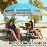 Polyester Beach Parasol Umbrella With Sand Anchor 174cm Diameter - Velmora