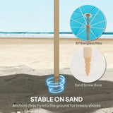 Polyester Beach Parasol Umbrella With Sand Anchor 174cm Diameter - Velmora