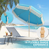 Polyester Beach Parasol Umbrella With Sand Anchor 174cm Diameter - Velmora