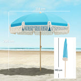 Polyester Beach Parasol Umbrella With Sand Anchor 174cm Diameter - Velmora