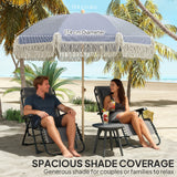 Polyester Beach Parasol Umbrella With Sand Anchor 174cm Diameter - Velmora