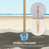 Polyester Beach Parasol Umbrella With Sand Anchor 174cm Diameter - Velmora
