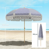 Polyester Beach Parasol Umbrella With Sand Anchor 174cm Diameter - Velmora