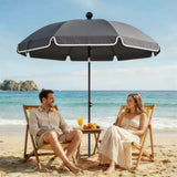 Polyester Beach Parasol Umbrella With Sand Anchor 177cm Diameter - Velmora