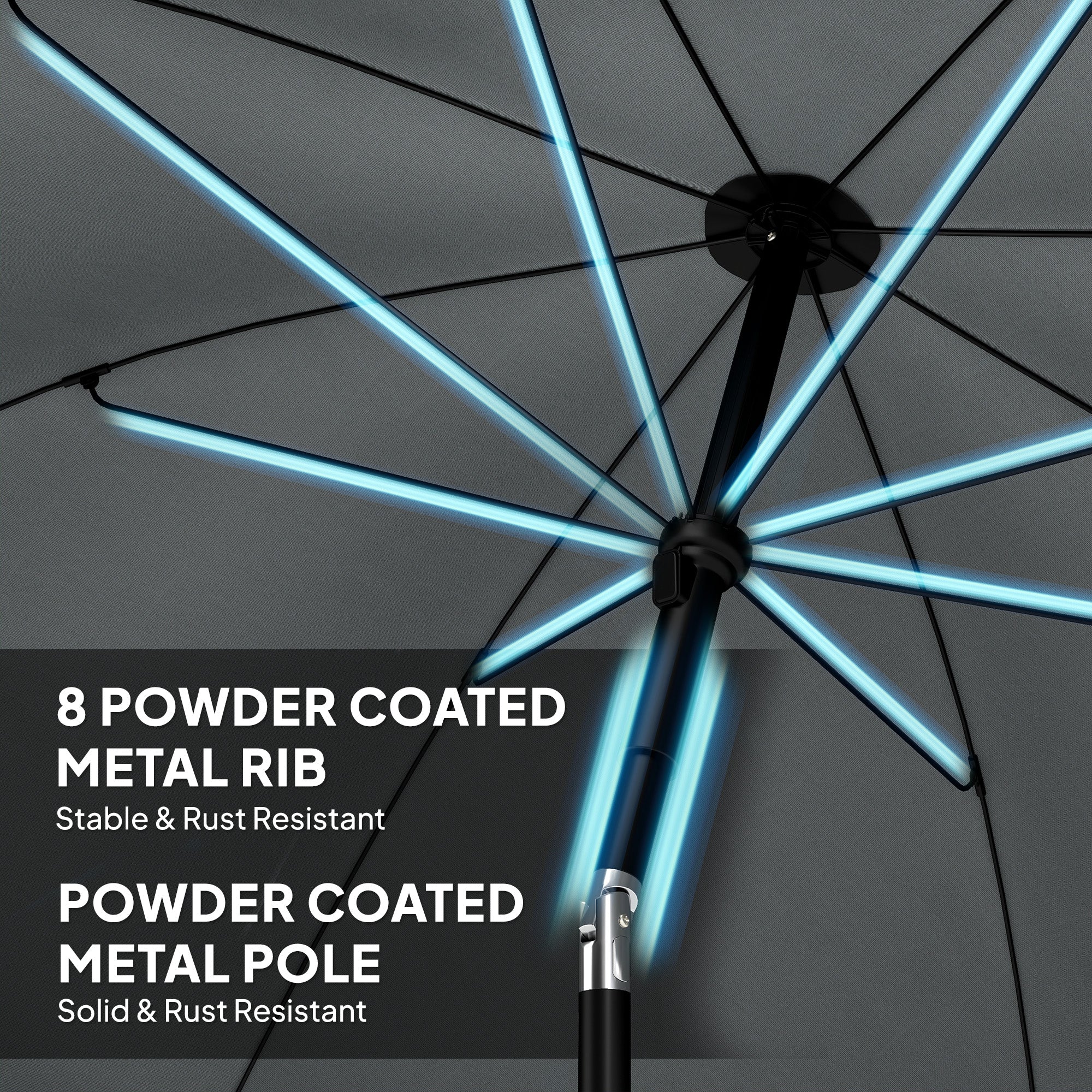 Polyester Beach Parasol Umbrella With Sand Anchor 177cm Diameter - Velmora