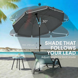 Polyester Beach Parasol Umbrella With Sand Anchor 177cm Diameter - Velmora
