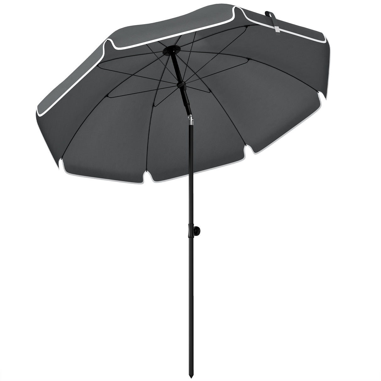 Polyester Beach Parasol Umbrella With Sand Anchor 177cm Diameter - Velmora