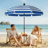 Polyester Beach Parasol Umbrella With Sand Anchor 177cm Diameter - Velmora