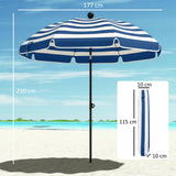 Polyester Beach Parasol Umbrella With Sand Anchor 177cm Diameter - Velmora