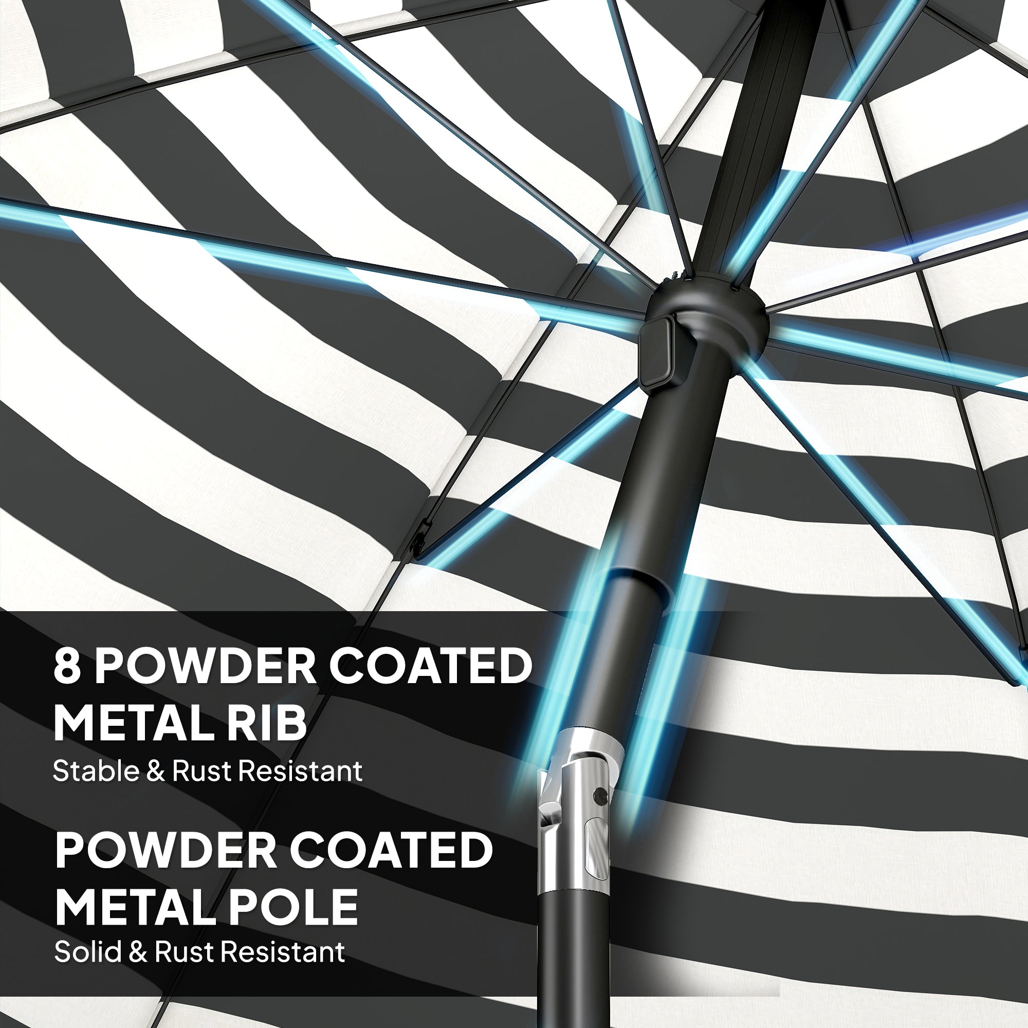 Polyester Beach Parasol Umbrella With Sand Anchor 177cm Diameter - Velmora