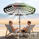 Polyester Beach Parasol Umbrella With Sand Anchor 177cm Diameter - Velmora