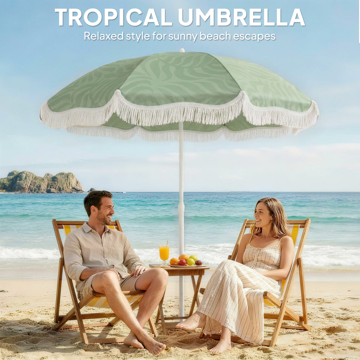 Polyester Beach Parasol Umbrella With Sand Anchor 178cm Diameter - Velmora