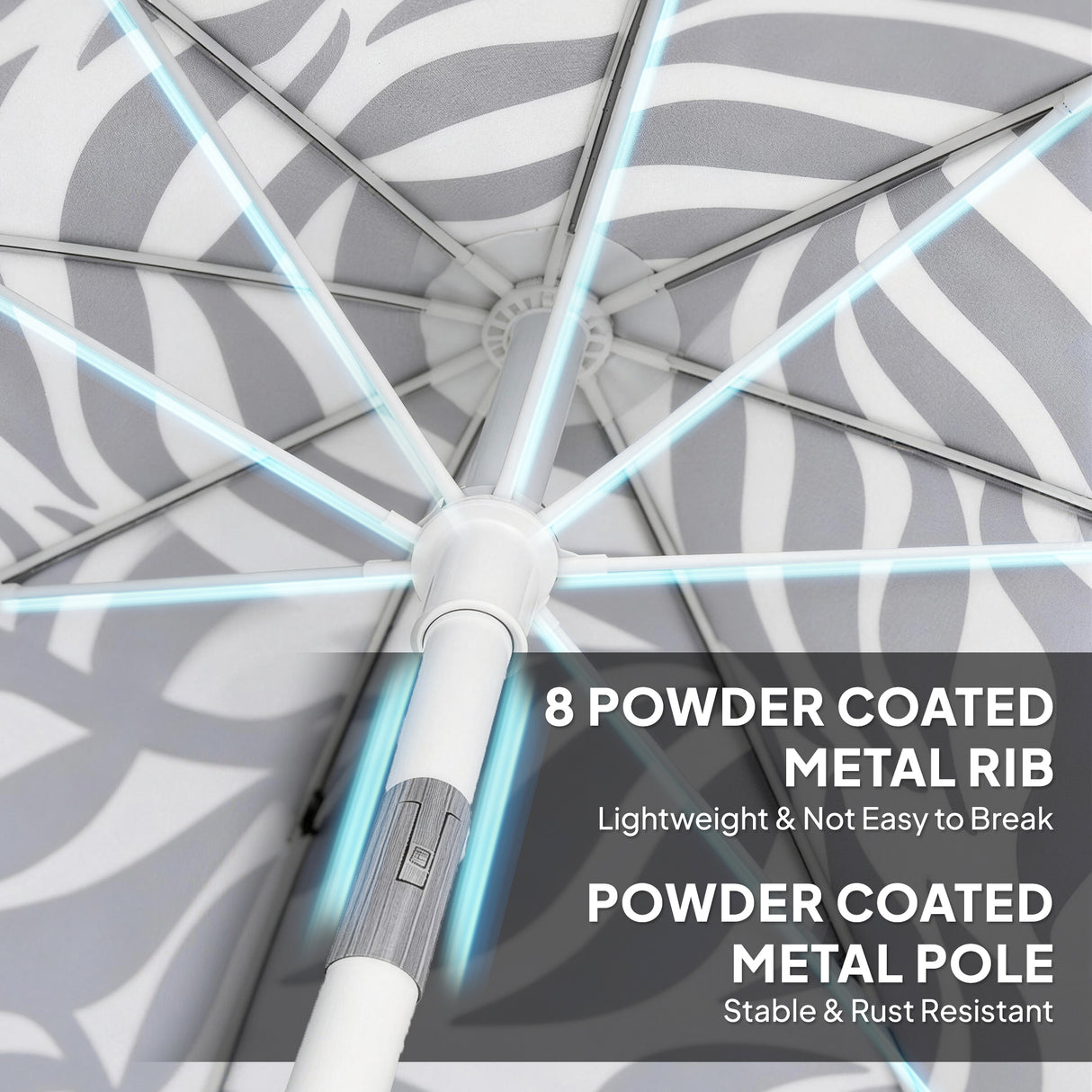 Polyester Beach Parasol Umbrella With Sand Anchor 178cm Diameter - Velmora