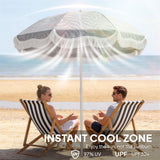 Polyester Beach Parasol Umbrella With Sand Anchor 178cm Diameter - Velmora