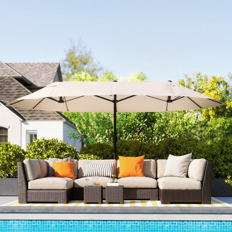Polyester Double Sided Parasol Umbrella 455cm Width x 265cm Depth - Velmora