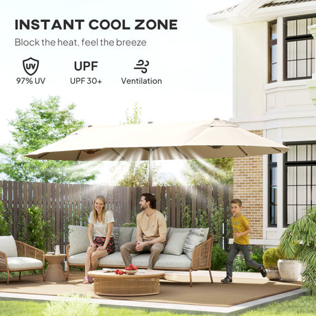 Polyester Double Sided Parasol Umbrella 455cm Width x 265cm Depth - Velmora