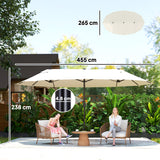 Polyester Double Sided Parasol Umbrella 455cm Width x 265cm Depth - Velmora