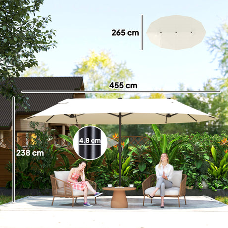 Polyester Double Sided Parasol Umbrella 455cm Width x 265cm Depth - Velmora