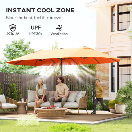Polyester Double Sided Parasol Umbrella 455cm Width x 265cm Depth - Velmora