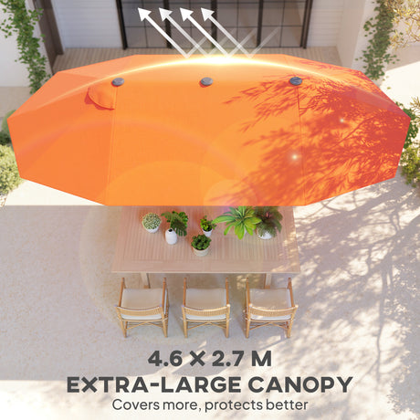 Polyester Double Sided Parasol Umbrella 455cm Width x 265cm Depth - Velmora