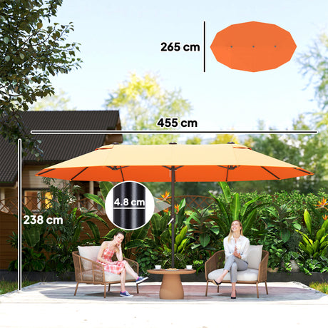 Polyester Double Sided Parasol Umbrella 455cm Width x 265cm Depth - Velmora
