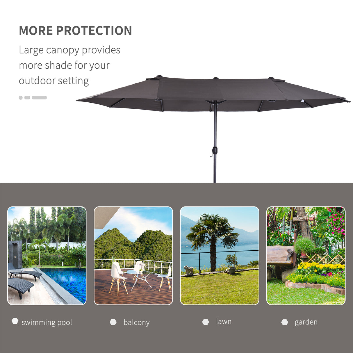 Polyester Double Sided Parasol Umbrella 460cm Width x 270cm Depth - Velmora