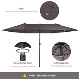 Polyester Double Sided Parasol Umbrella 460cm Width x 270cm Depth - Velmora