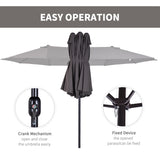 Polyester Double Sided Parasol Umbrella 460cm Width x 270cm Depth - Velmora