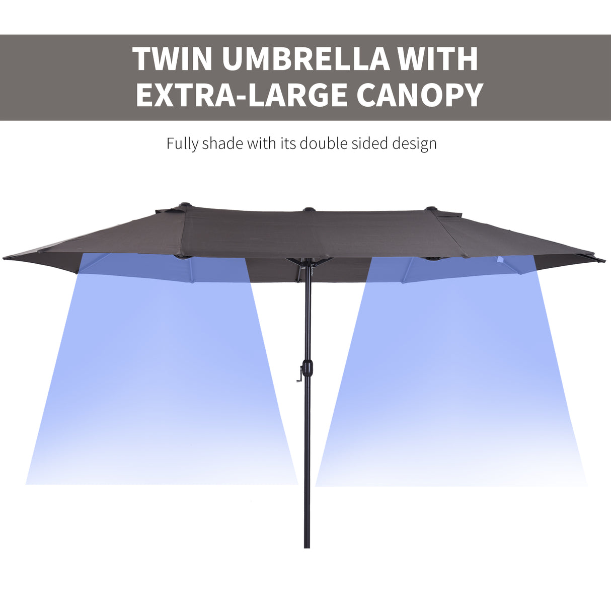 Polyester Double Sided Parasol Umbrella 460cm Width x 270cm Depth - Velmora