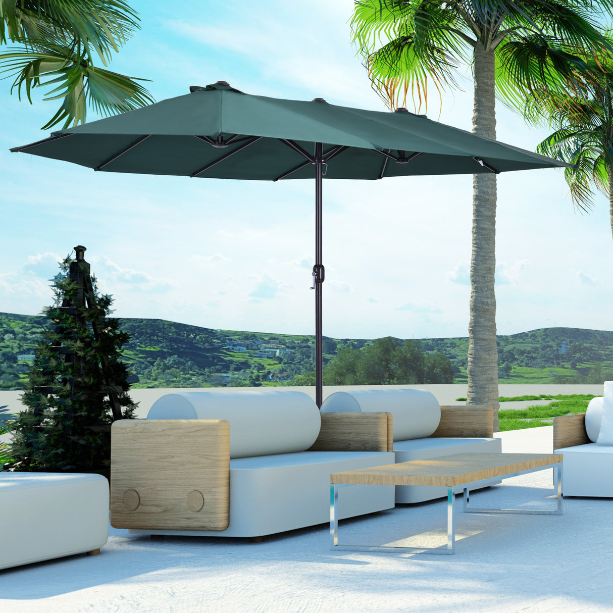 Polyester Double Sided Parasol Umbrella 460cm Width x 270cm Depth - Velmora