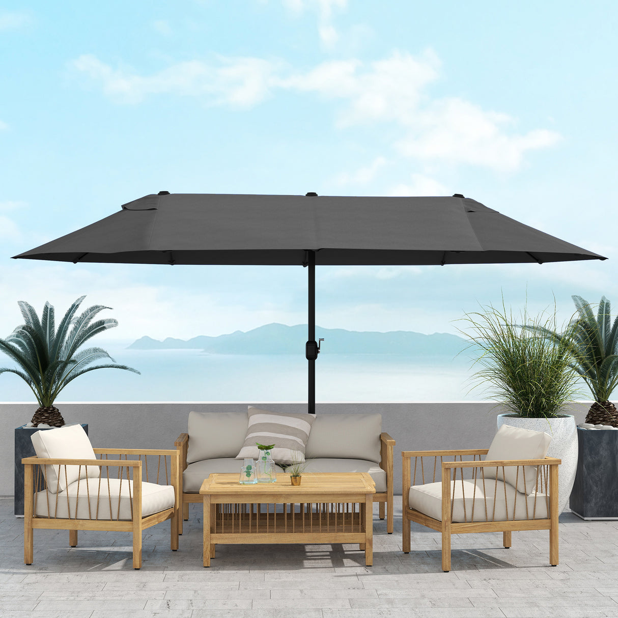 Polyester Double Sided Parasol Umbrella 460cm Width x 270cm Depth - Velmora