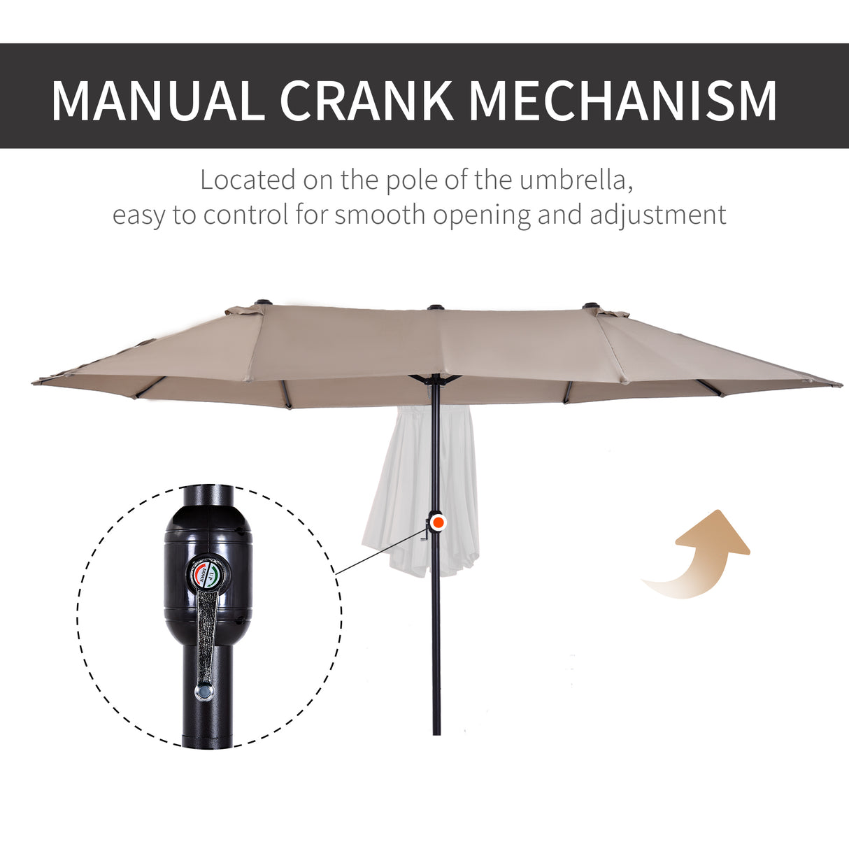 Polyester Double Sided Parasol Umbrella 460cm Width x 270cm Depth - Velmora