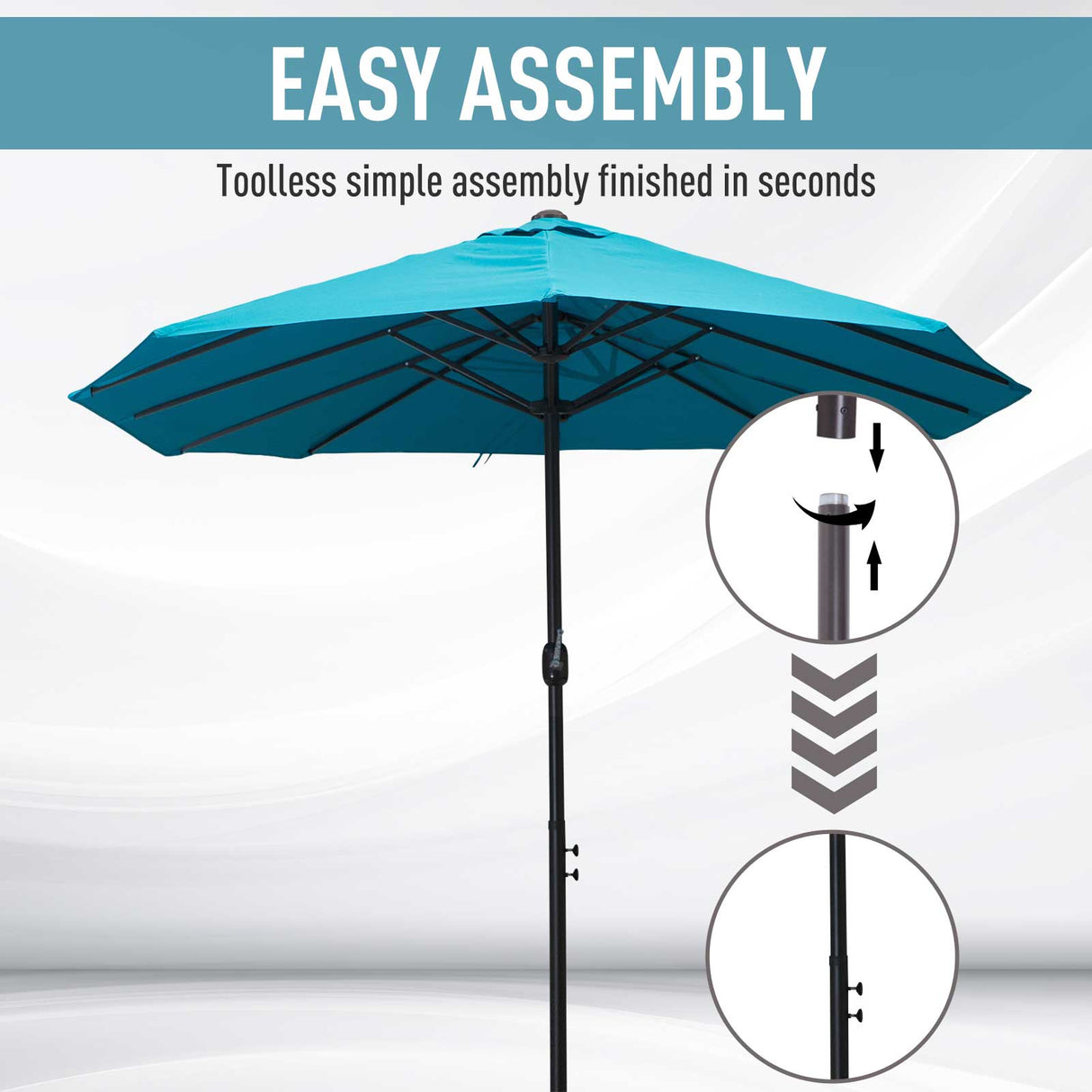 Polyester Double Sided Parasol Umbrella 460cm Width x 270cm Depth - Velmora