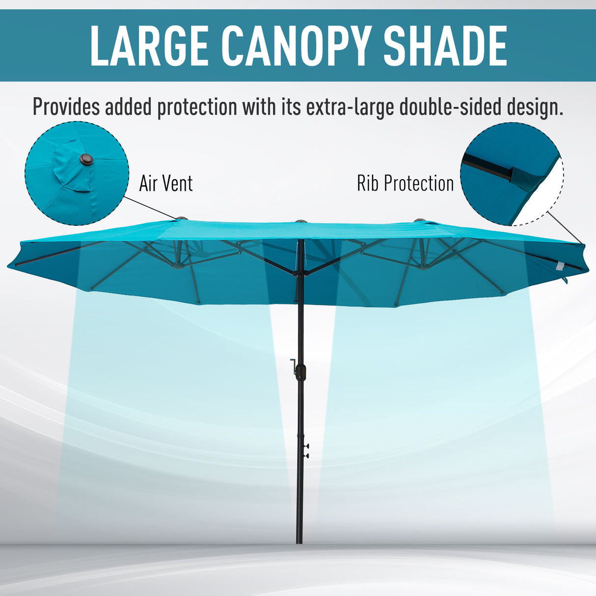 Polyester Double Sided Parasol Umbrella 460cm Width x 270cm Depth - Velmora