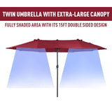 Polyester Double Sided Parasol Umbrella 460cm Width x 270cm Depth - Velmora