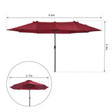 Polyester Double Sided Parasol Umbrella 460cm Width x 270cm Depth - Velmora