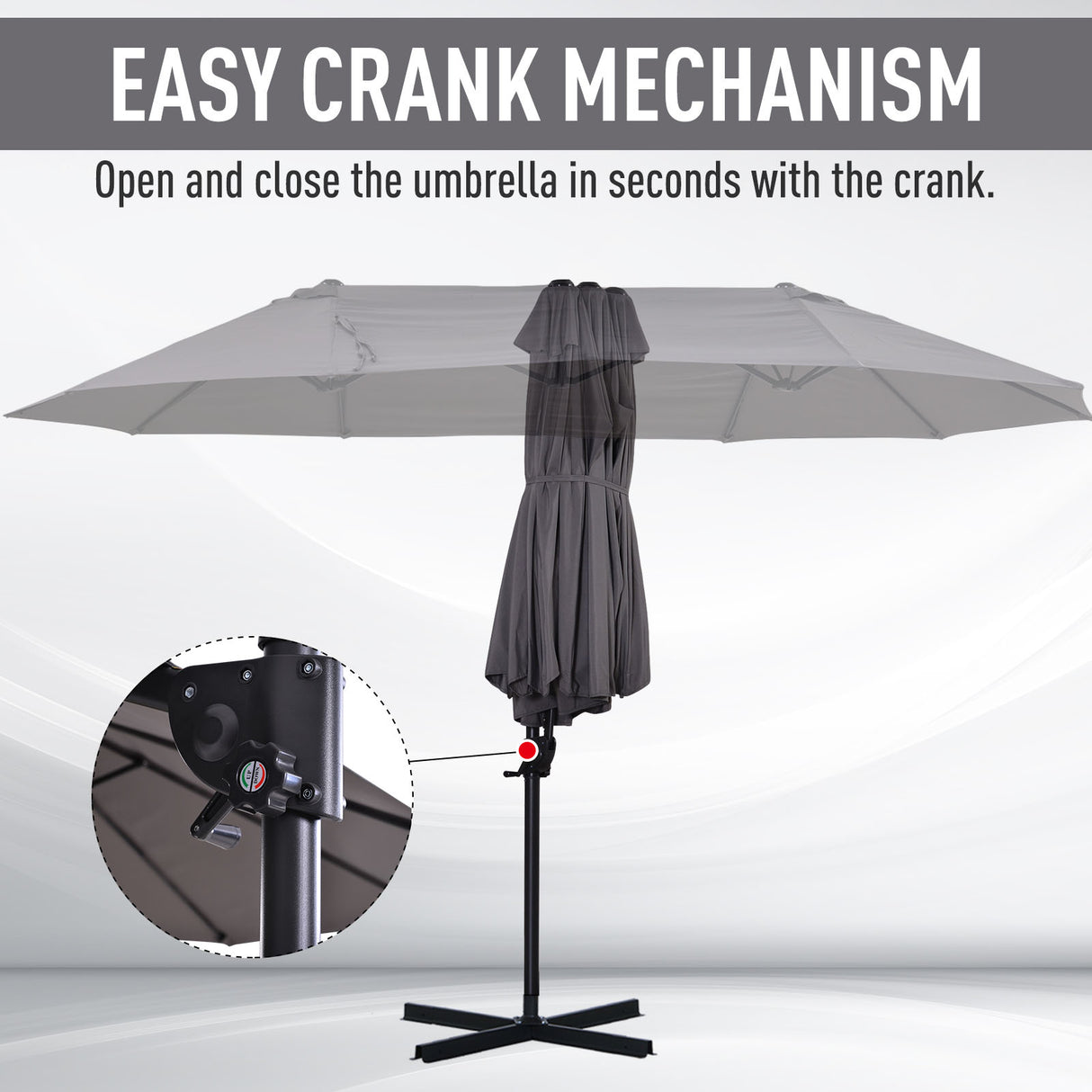Polyester Double Sided Parasol Umbrella With Cross Base 440cm Width x 270cm Depth - Velmora