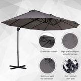 Polyester Double Sided Parasol Umbrella With Cross Base 440cm Width x 270cm Depth - Velmora
