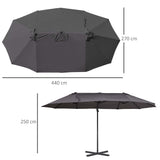 Polyester Double Sided Parasol Umbrella With Cross Base 440cm Width x 270cm Depth - Velmora