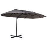 Polyester Double Sided Parasol Umbrella With Cross Base 440cm Width x 270cm Depth - Velmora