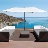 Polyester Double Sided Parasol Umbrella With Cross Base 460cm Width x 270cm Depth - Velmora