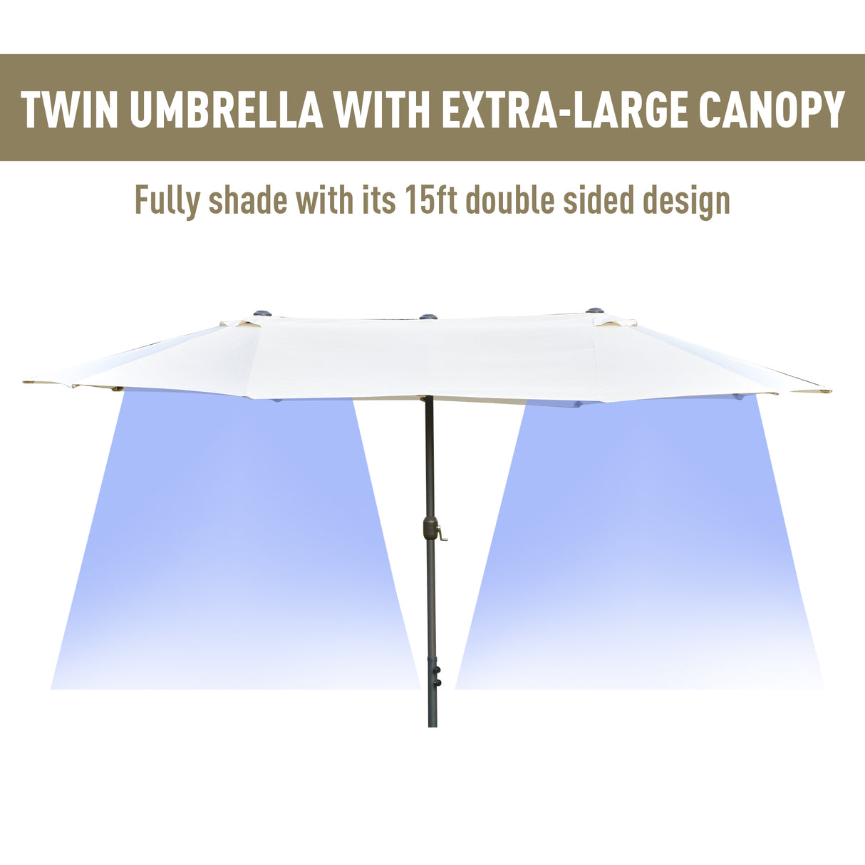 Polyester Double Sided Parasol Umbrella With Cross Base 460cm Width x 270cm Depth - Velmora