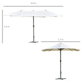 Polyester Double Sided Parasol Umbrella With Cross Base 460cm Width x 270cm Depth - Velmora