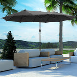 Polyester Double Sided Parasol Umbrella With Cross Base 460cm Width x 270cm Depth - Velmora