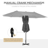 Polyester Double Sided Parasol Umbrella With Cross Base 460cm Width x 270cm Depth - Velmora