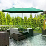 Polyester Double Sided Parasol Umbrella With Cross Base 460cm Width x 270cm Depth - Velmora