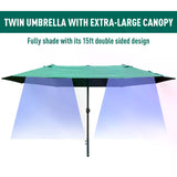 Polyester Double Sided Parasol Umbrella With Cross Base 460cm Width x 270cm Depth - Velmora