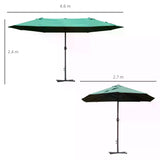 Polyester Double Sided Parasol Umbrella With Cross Base 460cm Width x 270cm Depth - Velmora