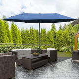 Polyester Double Sided Parasol Umbrella With Cross Base 460cm Width x 270cm Depth - Velmora